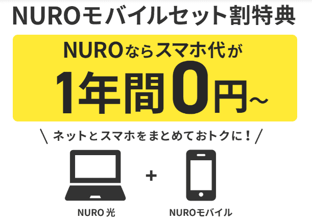 NURO光モバイルセット割特典1年間NUROモバイルが無料で試せる
